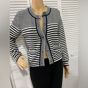 Frame Denim Navy and White Knit Sweater